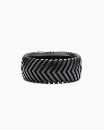 Chevron Band Ring|Black Titanium, 10mm