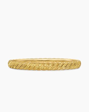Sculpted Cable Bangle Bracelet|18K Yellow Gold with Yellow Sapphires, 6.2mm