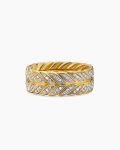 Chevron Pavé Band Ring|18K Yellow Gold with Diamonds, 9mm