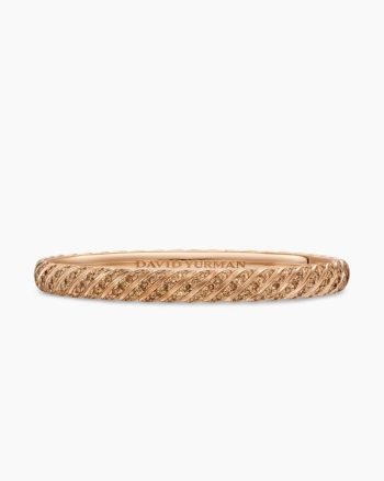 Sculpted Cable Bangle Bracelet|18K Rose Gold with Cognac Diamonds, 6.2mm