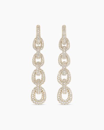 Pavé Link Chain Drop Earrings|Yellow Gold with Diamonds
