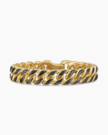 Curb Chain Bracelet|18K Yellow Gold with Forged Carbon, 11.5mm