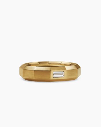 Faceted Band Ring|18K Yellow Gold with Center Diamond, 6mm