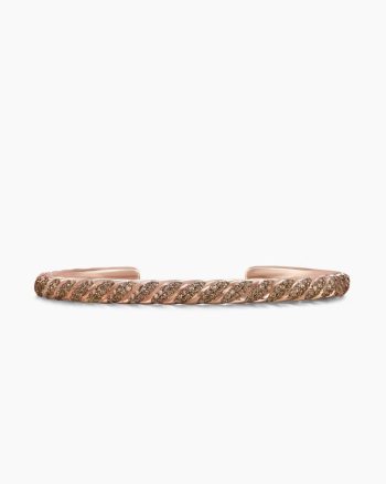 Sculpted Cable Cuff Bracelet|18K Rose Gold with Cognac Diamonds, 5.5mm