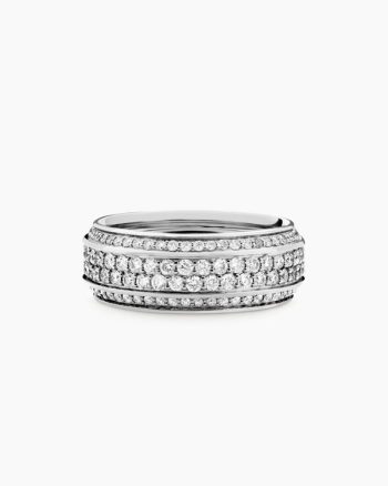 Streamline® Beveled Band Ring|18K White Gold with Diamonds, 8.5mm