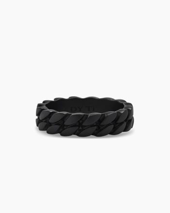 Curb Chain Band Ring|Black Titanium, 6mm