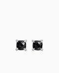 Chatelaine® Stud Earrings|Sterling Silver with Black Onyx and Diamonds, 9mm