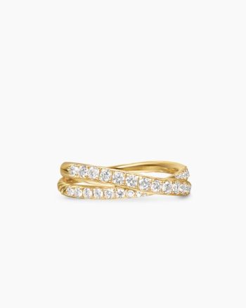 Pavé Crossover Ring|18K Yellow Gold with Diamonds, 6mm