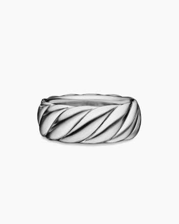 Sculpted Cable Contour Band Ring|Sterling Silver, 9mm