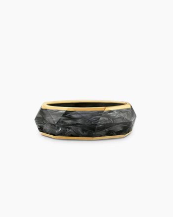 Torqued Faceted Band Ring|Forged Carbon with 18K Yellow Gold, 8mm