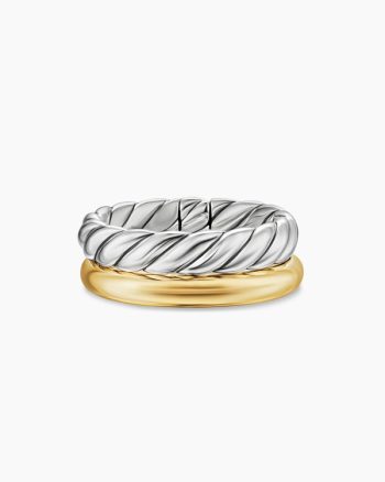 DY Mercer® Two Row Ring|Sterling Silver with 18K Yellow Gold, 8mm