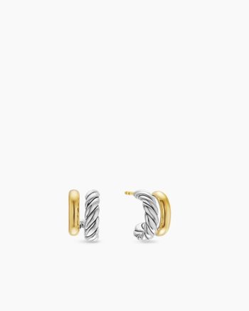 DY Mercer® Double Hoop Huggie Earrings|Sterling Silver with 18K Yellow Gold, 13.5mm