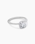 DY Eden Pavé Halo Engagement Ring|Platinum, Cushion Cut