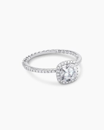 DY Eden Pavé Halo Engagement Ring|Platinum, Cushion Cut
