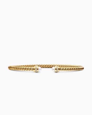 Classic Cablespira® Bracelet|18K Yellow Gold with Pearls and Diamonds, 3mm