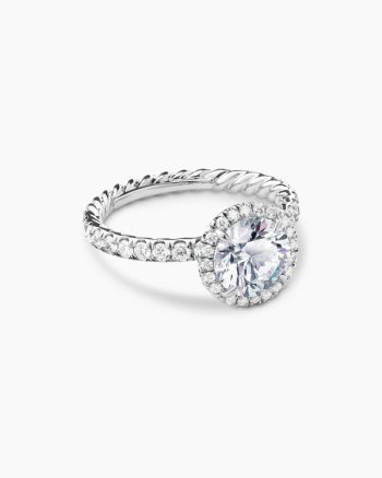 DY Eden Pavé Halo Engagement Ring|Platinum, Round Brilliant Cut