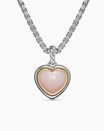 Heart Amulet|Sterling Silver and 18K Yellow Gold with Pink Opal, 17mm
