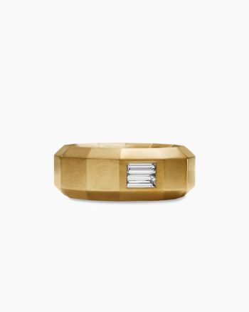 Faceted Band Ring|18K Yellow Gold with Center Diamond, 8mm