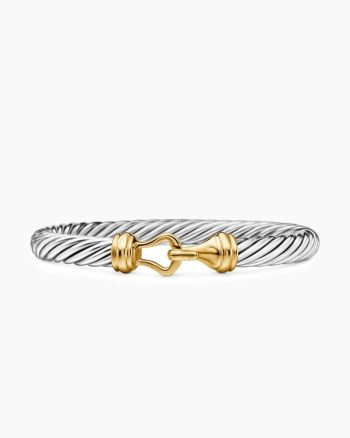 Buckle Classic Cable Bracelet|Sterling Silver with 14K Yellow Gold, 7mm