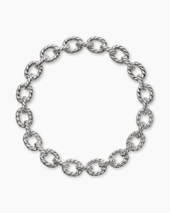 Sculpted Cable Oval Link Necklace|Sterling Silver, 18mm