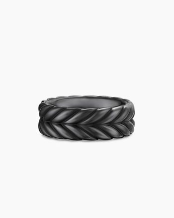 Chevron Band Ring|Black Titanium, 9mm