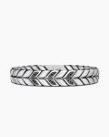 Chevron Woven Bracelet|Sterling Silver with Black Diamonds and Black Nylon, 12mm