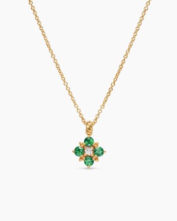 Petite Modern Renaissance® Pendant Necklace|18K Yellow Gold with Emeralds and Diamond, 9.2mm