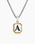 Initial Amulet|Sterling Silver with 14K Yellow Gold A, 17mm