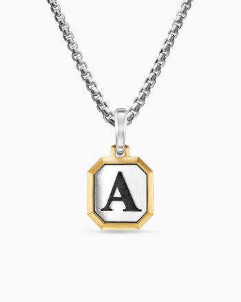 Initial Amulet|Sterling Silver with 14K Yellow Gold A, 17mm