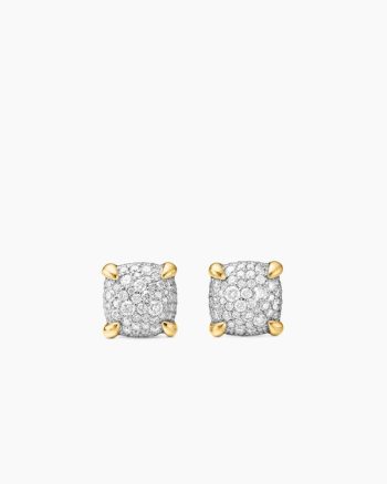 Chatelaine® Stud Earrings|18K Yellow Gold with Pavé Diamonds, 11mm
