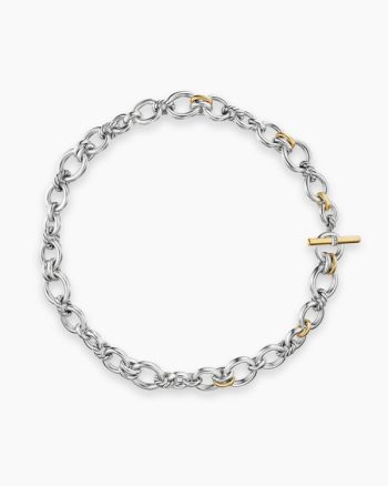 DY Mercer® Chain Necklace|Sterling Silver with 18K Yellow Gold and Diamonds, 8mm