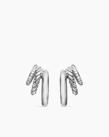 DY Mercer® Three Row Hoop Earrings|Sterling Silver with Diamonds, 21mm