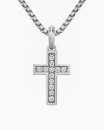Pavé Cross Pendant|Sterling Silver with Diamonds, 23mm