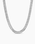 Men's Angular Curb Chain Necklace|Platinum with Diamonds