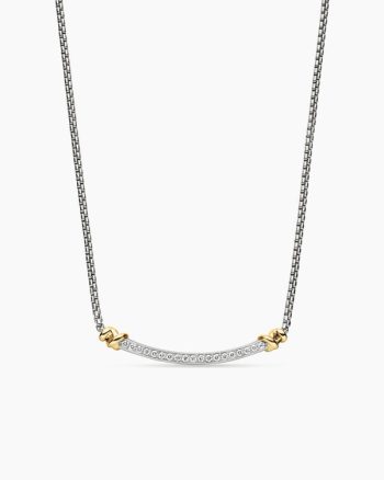 Petite Helena Wrap Station Necklace|Sterling Silver with 18K Yellow Gold and Diamonds, 29mm