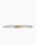 Buckle Classic Cable Bracelet|Sterling Silver with 18K Yellow Gold and Diamonds, 3mm