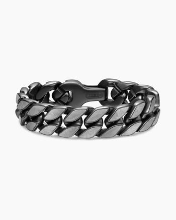 Curb Chain Bracelet|Black Titanium with Meteorite, 18mm