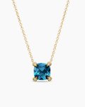 Petite Chatelaine® Pendant Necklace|18K Yellow Gold with Hampton Blue Topaz and Diamonds, 7mm