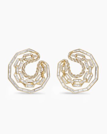 Stax Round Hoop Earrings|Yellow Gold with Diamonds