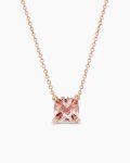 Petite Chatelaine® Pendant Necklace|18K Rose Gold with Morganite and Diamonds, 7mm