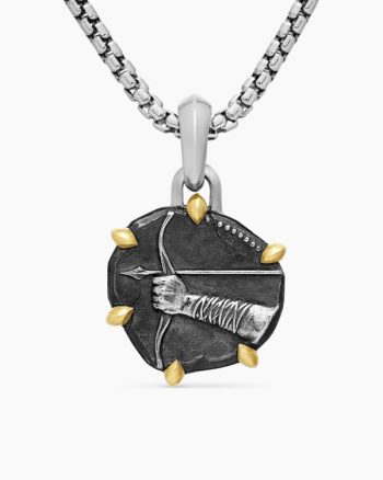 Sagittarius Amulet|Sterling Silver with 18K Yellow Gold, 23mm