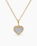 Cable Collectibles® Pavé Plate Heart Necklace|18K Yellow Gold with Diamonds, 11.5mm