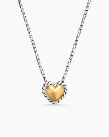 Cable Collectibles® Cookie Classic Heart Necklace|Sterling Silver with 18K Yellow Gold, 8.5mm