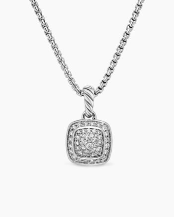 Petite Albion® Pendant Necklace|Sterling Silver with Pavé Diamonds, 7mm