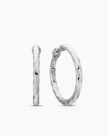Cable Edge® Hoop Earrings|Sterling Silver, 1.5in