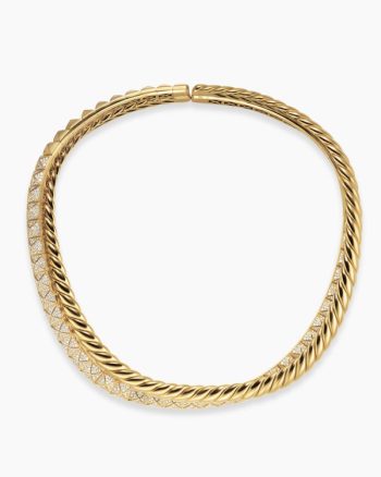 Crossover Trio Collar Necklace|18K Yellow Gold with Diamonds, 16.5mm