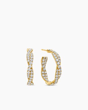 Floating Diamonds Hoop Earrings|Yellow Gold