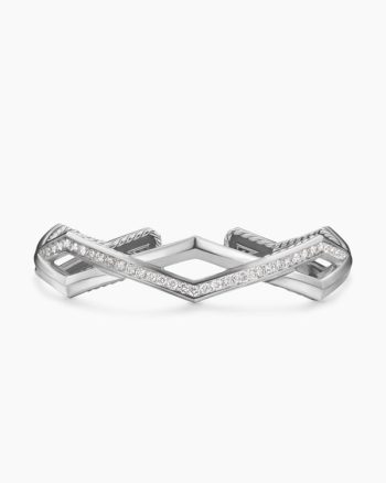 Zig Zag Stax™ Two Row Cuff Bracelet|Sterling Silver with Diamonds, 13mm