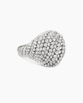 Sculpted Cable Pinky Ring|18K White Gold with Diamonds, 13mm