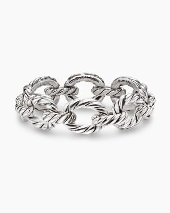 Sculpted Cable Oval Link Bracelet|Sterling Silver, 18mm
